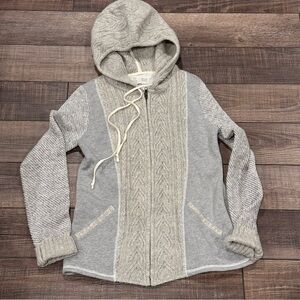 Saturday Sunday Anthropologie Wool Cardigan Full Zip Sweater Hoodie Size XS Gray